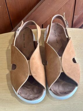 David Tate Cognac Suede Slingback Sandals